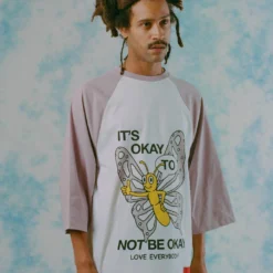 Sree Santhosh Best Selling Okay Raglan Tee (White/Dusty Mauve)