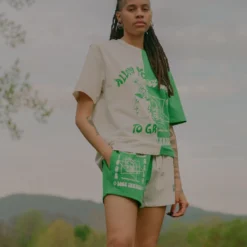 Sree Santhosh MHA Chalk/Green Pieced S/S T-Shirt Best Selling