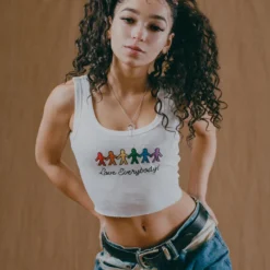 Sree Santhosh Love Everybody Ribbed Tank (White) Best Selling