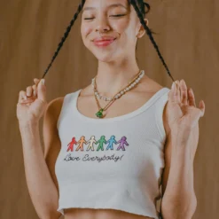 Sree Santhosh Love Everybody Ribbed Tank (White) Best Selling