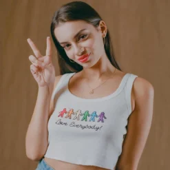 Sree Santhosh Love Everybody Ribbed Tank (White) Best Selling