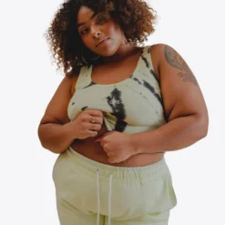 Sree Santhosh Tiger Stripe Tie Dye Logo Ribbed Tank (Lime)