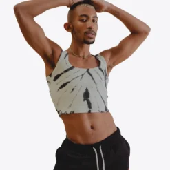 Sree Santhosh Tiger Stripe Tie Dye Logo Ribbed Tank (Lime)