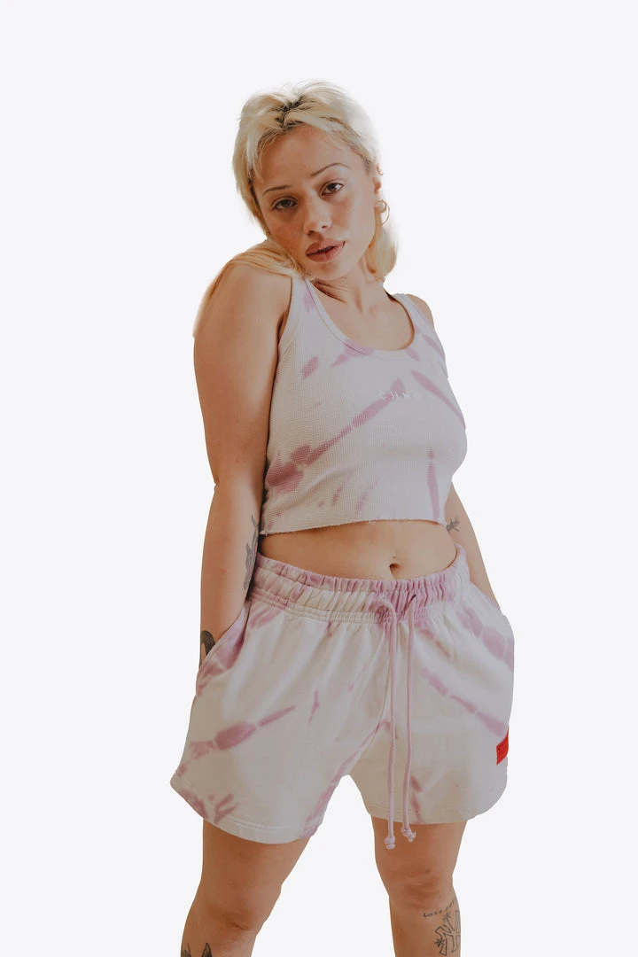 Sree Santhosh Tiger Stripe Tie Dye Logo Ribbed Tank (Mauve/Chalk) Best Selling 5 Sree Santhosh Tiger Stripe Tie Dye Logo Ribbed Tank (Mauve/Chalk) Best Selling