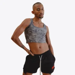 Sree Santhosh Marble Tie Dye Logo Ribbed Tank (Black)