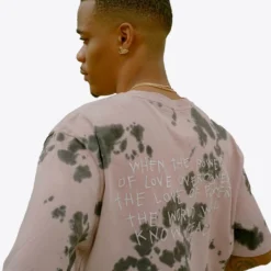 Sree Santhosh Best Selling Tie Dye Power Of Love S/S T-Shirt (Mauve/Black)