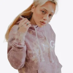 Sree Santhosh Mauve Marble Tie Dye University Hoodie