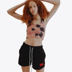 Sree Santhosh Splotch Tie Dye Logo Ribbed Tank (Dusty Rose)