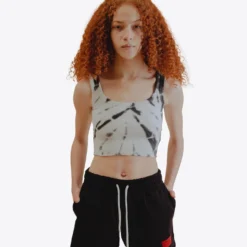 Sree Santhosh Tiger Stripe Tie Dye Logo Ribbed Tank (Mint) Best Selling