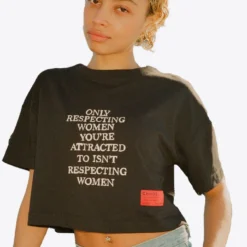 Sree Santhosh Respecting Women Crop Top (Black)