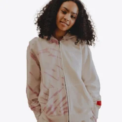 Sree Santhosh Best Selling Mauve/Chalk Tie Dye Pieced Logo Zip Hoodie