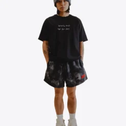 Sree Santhosh Black Marbled Tie Dye Sweatshorts Best Selling