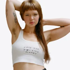 Chnge-nyc Save The F*cking Planet Ribbed Tank (White) Best Selling
