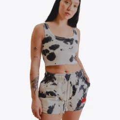 Sree Santhosh Chalk/Black Tie Dye Sweatshorts