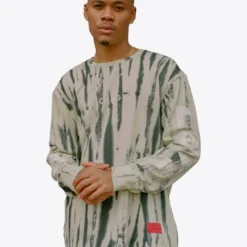 Sree Santhosh Best Selling Tie Dye Love Peace Cuffed L/S T-Shirt (Pistachio/Black)