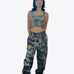 Sree Santhosh Marble Tie Dye Logo Ribbed Tank (Black)