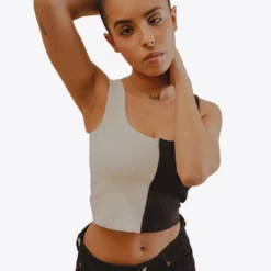 Sree Santhosh Pieced Ribbed Tank (Black/Chalk)