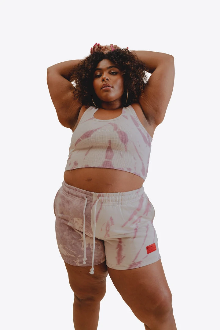 Sree Santhosh Tiger Stripe Tie Dye Logo Ribbed Tank (Mauve/Chalk) Best Selling 4 Sree Santhosh Tiger Stripe Tie Dye Logo Ribbed Tank (Mauve/Chalk) Best Selling