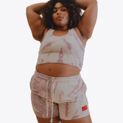 Sree Santhosh Best Selling Mauve/Chalk Pieced Tie Dye Sweatshorts