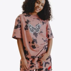 Sree Santhosh Tie Dye Butterfly Logo S/S T-Shirt (Dusty Rose/Black) Best Selling