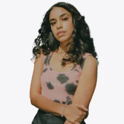 Sree Santhosh Splotch Tie Dye Logo Ribbed Tank (Dusty Rose)