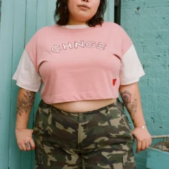 Sree Santhosh Dusty Rose Ringer Crop