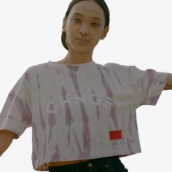 Sree Santhosh Best Selling Tie Dye University S/S Crop (Mauve/Chalk)