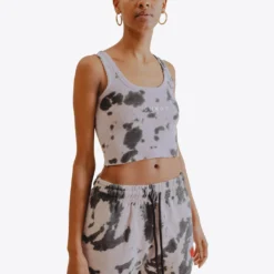 Sree Santhosh Best Selling Splotch Tie Dye Logo Ribbed Tank (Violet)