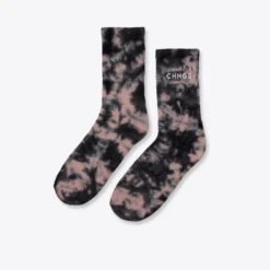 Sree Santhosh Accessories Dusty Rose/Black Splotch Tie Dye CHNGE Logo Socks