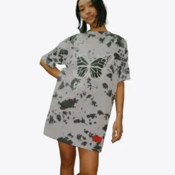 Sree Santhosh Tie Dye Butterfly Logo T-Shirt Dress (Violet/Black) Best Selling 5 Sree Santhosh Tie Dye Butterfly Logo T-Shirt Dress (Violet/Black) Best Selling