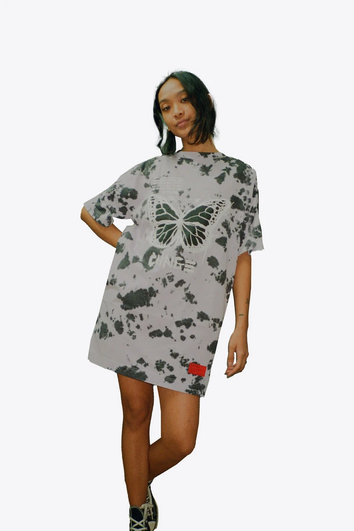 Sree Santhosh Tie Dye Butterfly Logo T-Shirt Dress (Violet/Black) Best Selling 3 Sree Santhosh Tie Dye Butterfly Logo T-Shirt Dress (Violet/Black) Best Selling