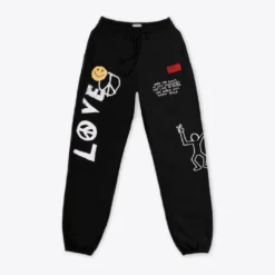 Sree Santhosh Black Love Peace Sweatpants