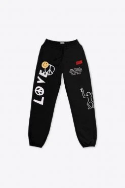 Sree Santhosh Black Love Peace Sweatpants