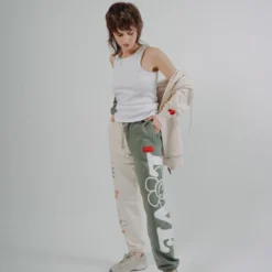 Sree Santhosh Best Selling Happy People Sweatpants (Chalk/Juniper)