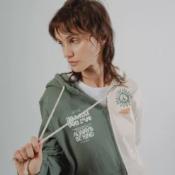 Sree Santhosh Happy People Zip Up Hoodie (Chalk/Juniper)