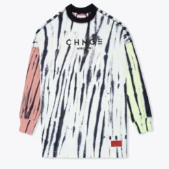 Sree Santhosh Best Selling Tie Dye Pieced CHNGE Worldwide L/S T-Shirt Dress (Mint/Dusty Rose/Lime)