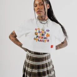 Sree Santhosh Best Selling Save The Planet S/S Crop (White)