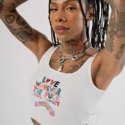 Deals Appareza Store 5 Sree Santhosh Love Whoever Zero Waste Ribbed Tank (White) ♻️