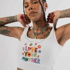 Sree Santhosh Love Your Mother Zero Waste Ribbed Tank (White) ♻️ Best Selling