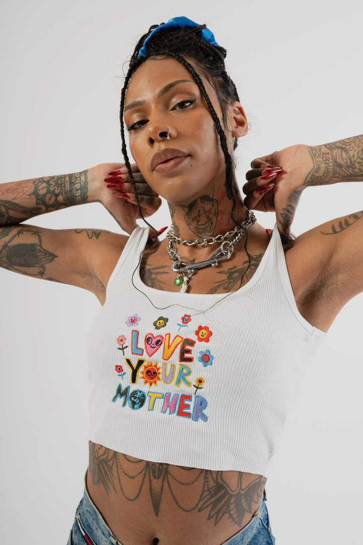 Sree Santhosh Love Your Mother Zero Waste Ribbed Tank (White) ♻️ Best Selling 2 Sree Santhosh Love Your Mother Zero Waste Ribbed Tank (White) ♻️ Best Selling