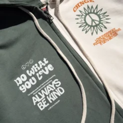 Sree Santhosh Happy People Zip Up Hoodie (Chalk/Juniper)