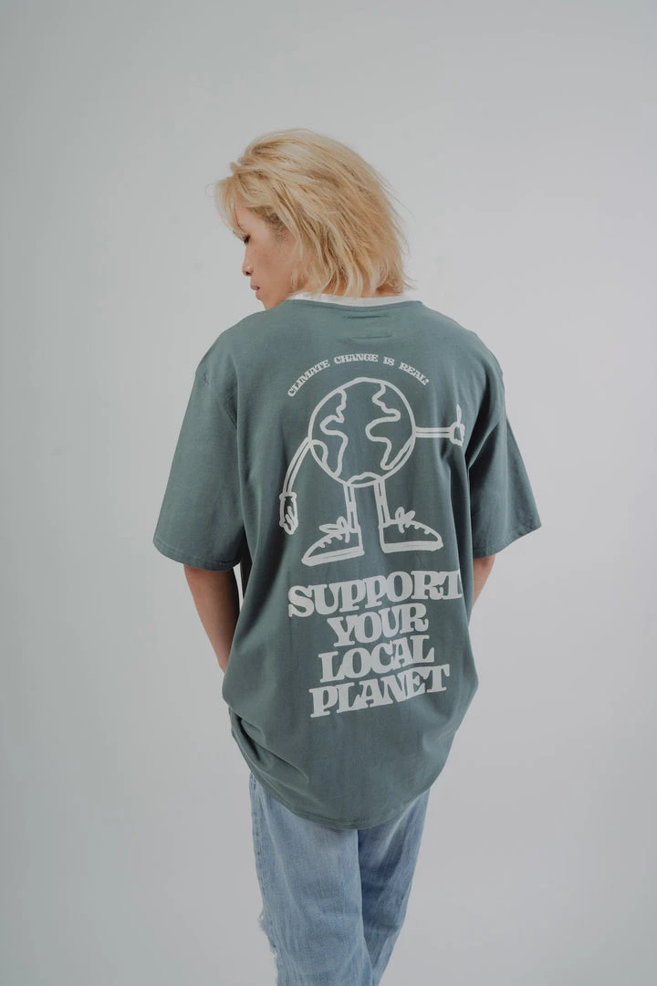 Sree Santhosh Every Day Is Earth Day S/S Ringer T-Shirt (North Atlantic) 3 Sree Santhosh Every Day Is Earth Day S/S Ringer T-Shirt (North Atlantic)