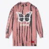 Sree Santhosh Tie Dye Butterfly Logo L/S T-Shirt Dress (Dusty Rose) Best Selling