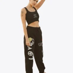 Sree Santhosh Black Love Peace Sweatpants