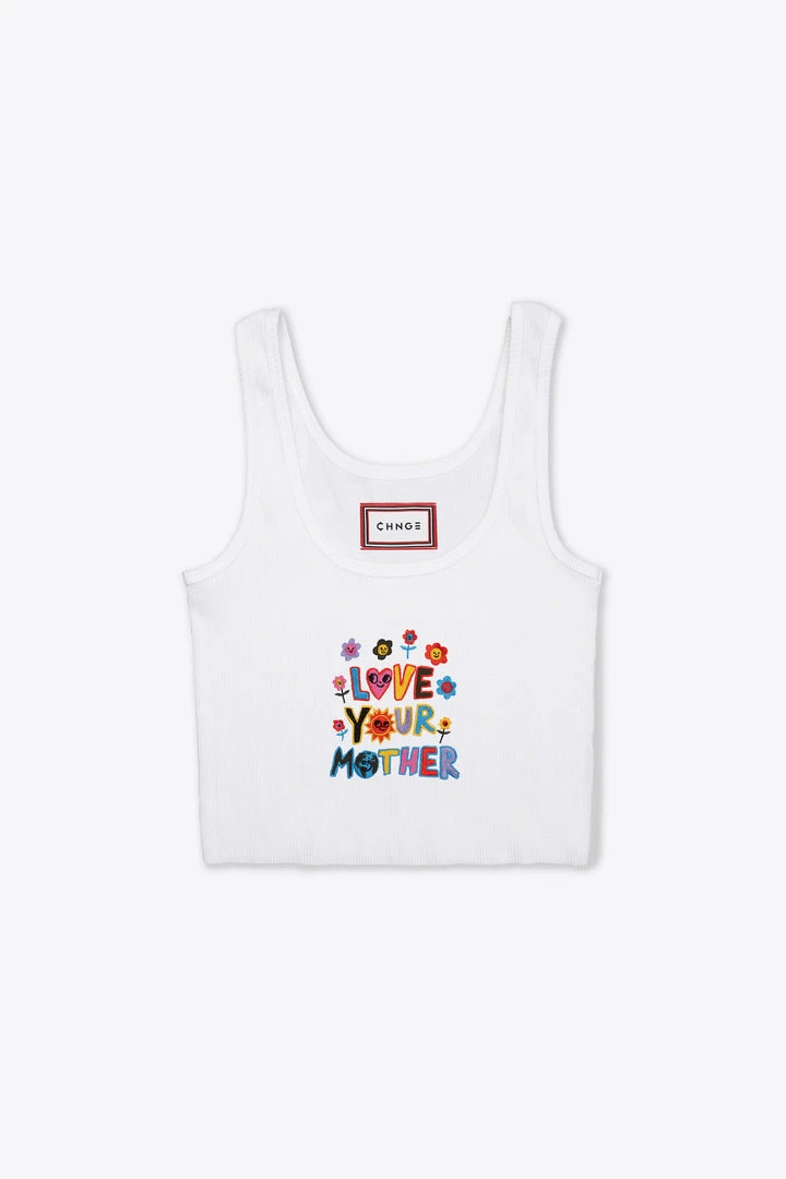 Sree Santhosh Love Your Mother Zero Waste Ribbed Tank (White) ♻️ Best Selling 1 Sree Santhosh Love Your Mother Zero Waste Ribbed Tank (White) ♻️ Best Selling