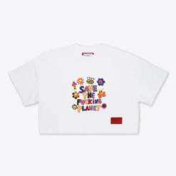 Sree Santhosh Best Selling Save The Planet S/S Crop (White)