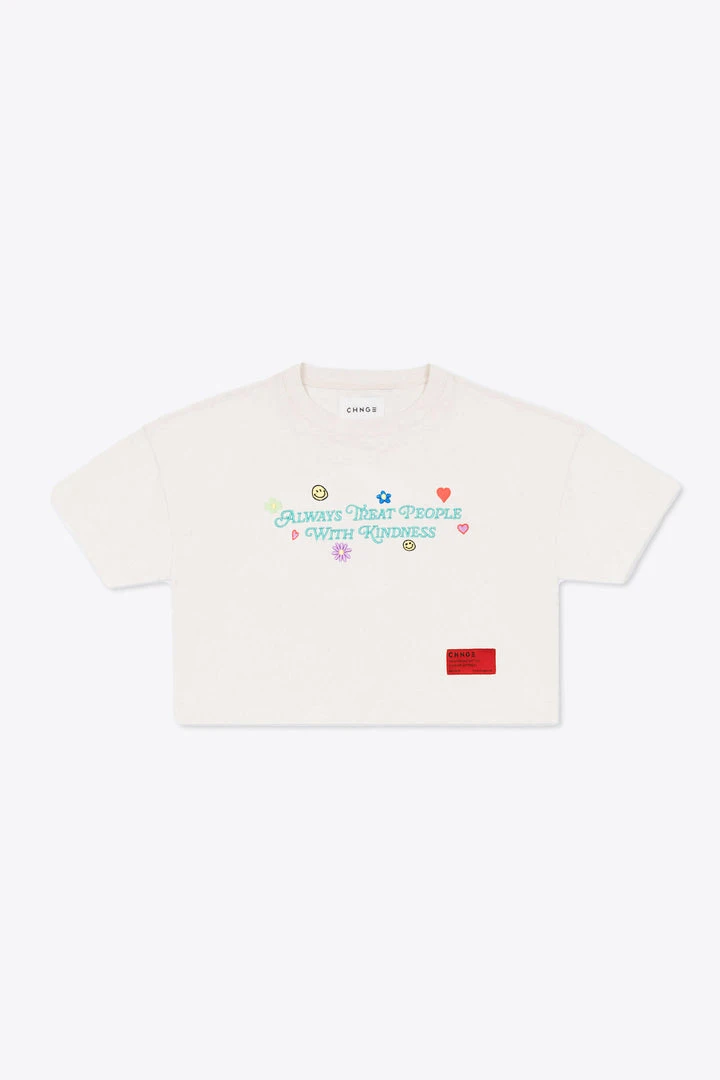 Chnge-nyc Treat People With Kindness Crop Top (Chalk) 1 Chnge-nyc Treat People With Kindness Crop Top (Chalk)