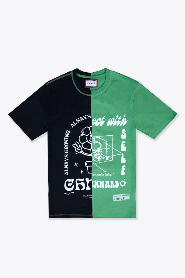 Sree Santhosh MHA Black/Kelly Green Pieced S/S T-Shirt 1 Sree Santhosh MHA Black/Kelly Green Pieced S/S T-Shirt