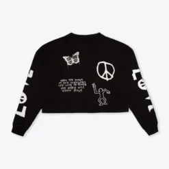 Sree Santhosh Best Selling Black LVPE L/S Henley Crop Top