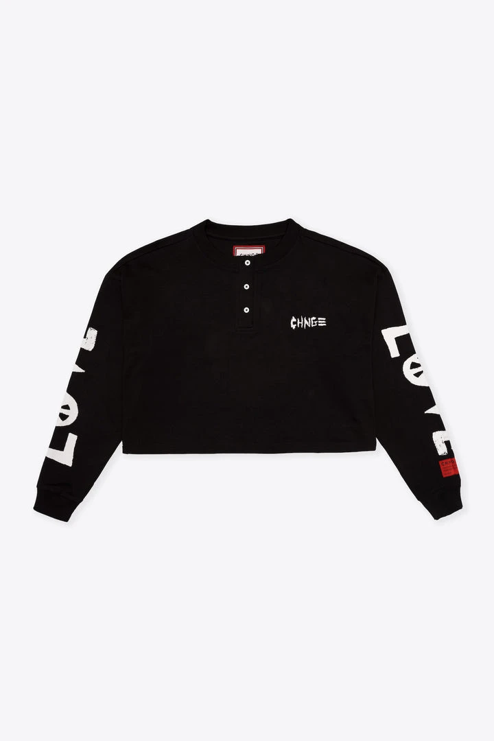 Sree Santhosh Best Selling Black LVPE L/S Henley Crop Top 2 Sree Santhosh Best Selling Black LVPE L/S Henley Crop Top